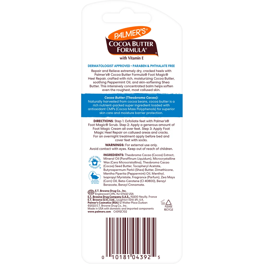 Palmers Heel Repair Cocoa Butter Formula,  Intensive Moisturizing Treatment for Dry, Cracked Heels, (9oz, 25g),UK-4