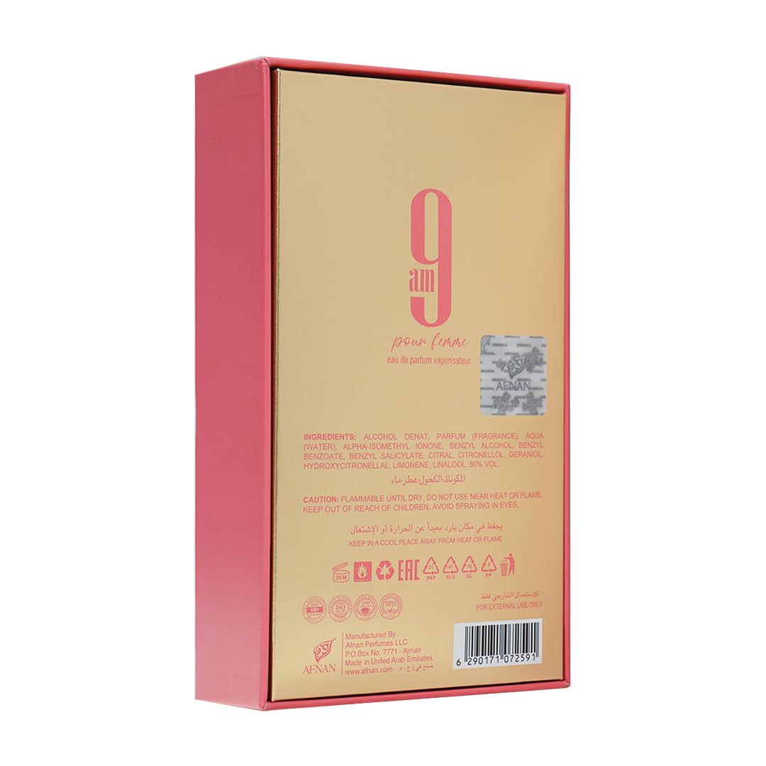 Afnan 9 AM Pour Femme Eau De Parfum, 3.4 Fl. Oz-4