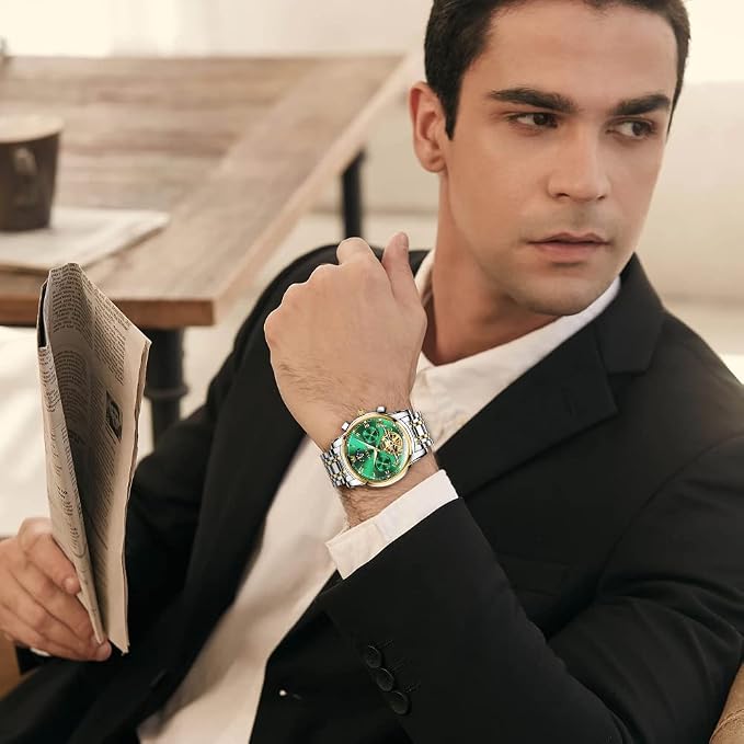 OLEVS Men Automatic Watch Skeleton 5 Hands-3