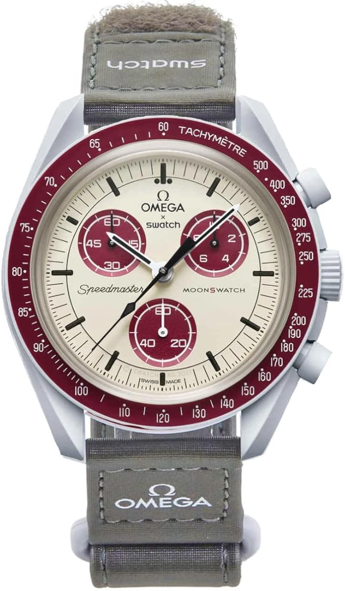Swatch Omega x Moon Mission to Pluto Speedmaster Burgundy