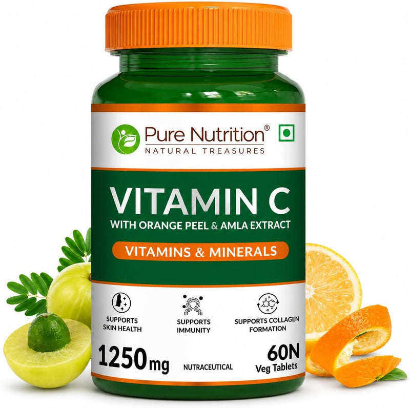 Pure Nutrition Vitamin C with Natural Amla and Orange Peel Extract. 1250mg / 60 Tabs-1