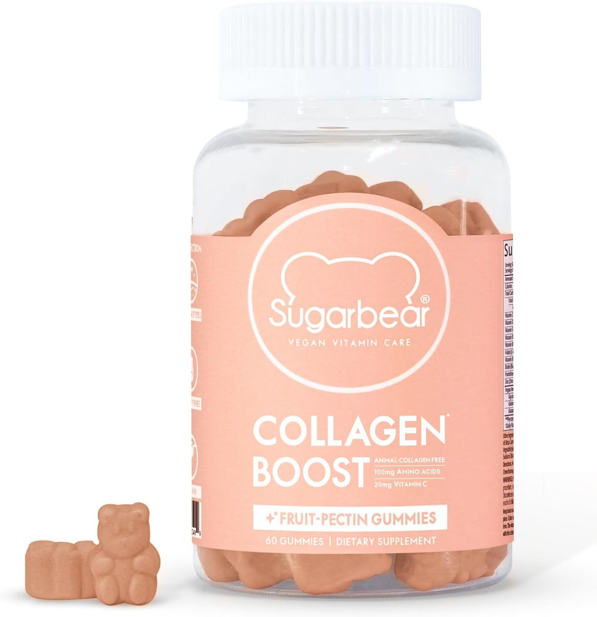 SugarbearPro Collagen Boosting Halal Vegan Multivitamin Gummies, 100mg of Amino Acids, Vitamin C, Vitamin D, B-12 and Biotin