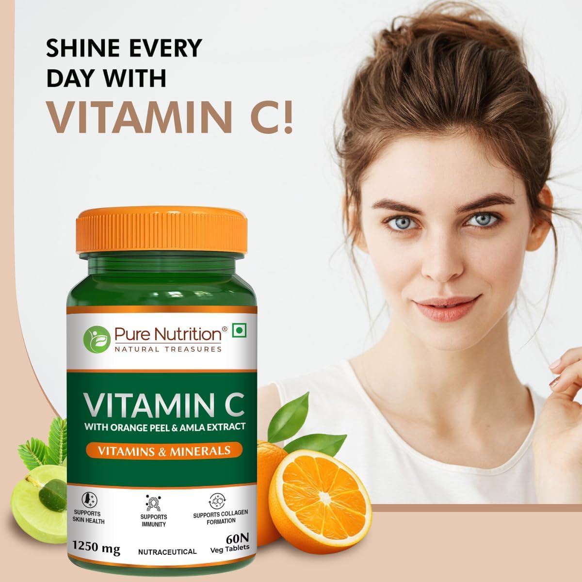 Pure Nutrition Vitamin C with Natural Amla and Orange Peel Extract. 1250mg / 60 Tabs-4