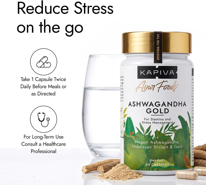 Kapiva Ashwagandha Gold Capsules, 183rd day harvested Potent Nagori Ashwagandha With Gold, Shilajit-4