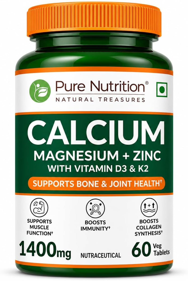 Pure Nutrition Calcium Magnesium & Zinc Supplement with Vitamin D3 & K2-1