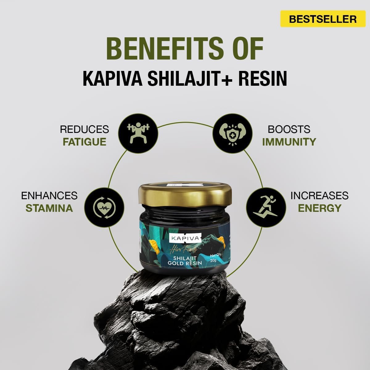Kapiva Shilajit/Shilajeet Gold Resin - 20g | 500mg/Serving | 40 Servings | Boost Muscle Growth & Stamina-6