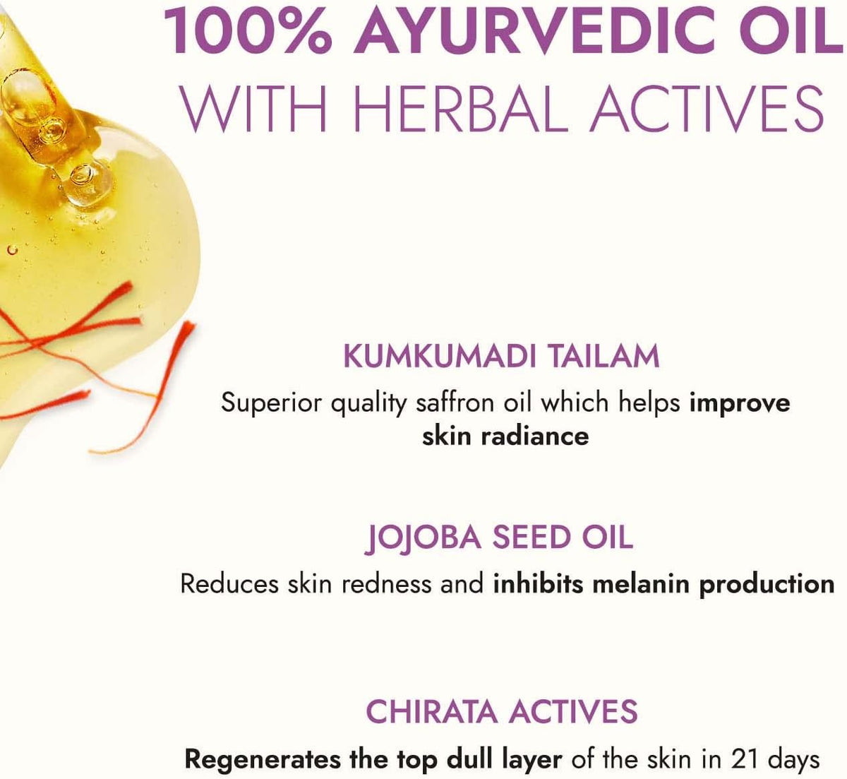 Kapiva Kumkumadi Glow Face Oil (30 ml) | For Glowing Skin | Helps Reduce Dark Spots & Pigmentation | Kumkumadi Tailam-3