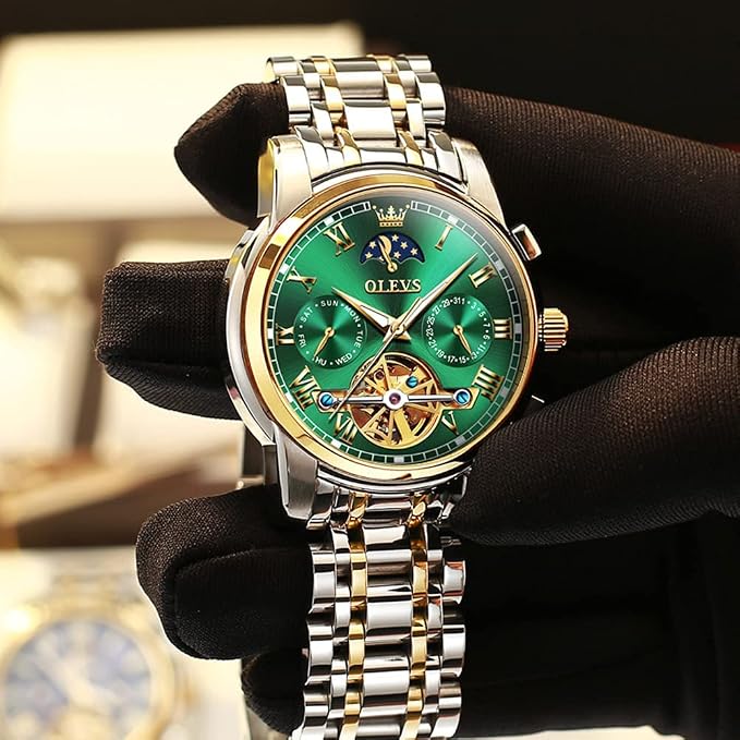 OLEVS Men Automatic Watch Skeleton 5 Hands-2