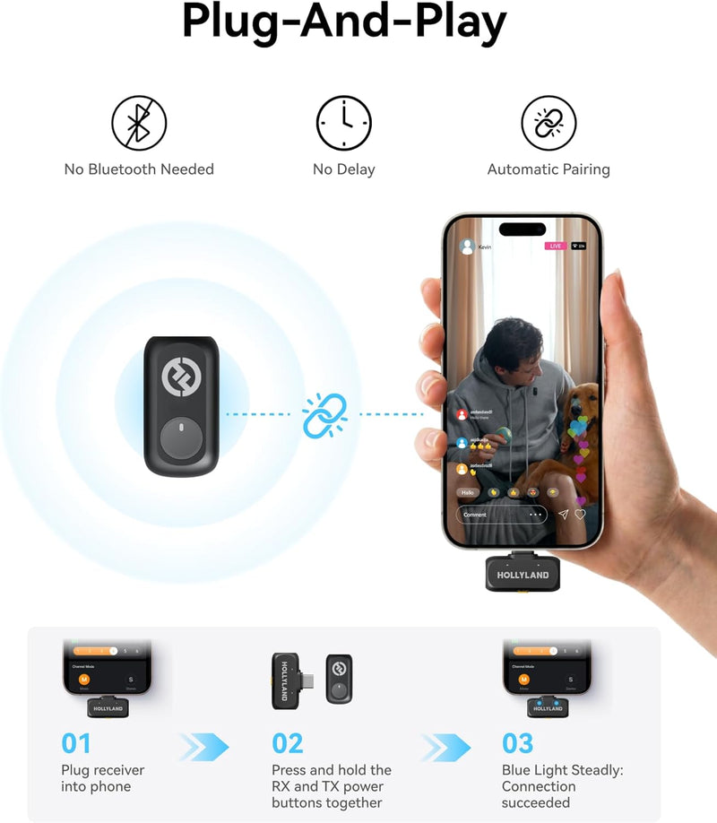 Hollyland LARK A1 DUO Type-C Version Wireless Microphone for iPhone 15/16 & Android-10