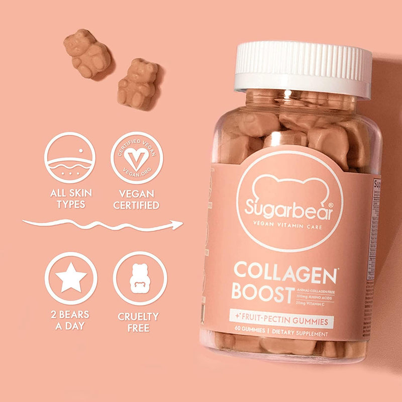 SugarbearPro Collagen Boosting Halal Vegan Multivitamin Gummies, 100mg of Amino Acids, Vitamin C, Vitamin D, B-12 and Biotin-2