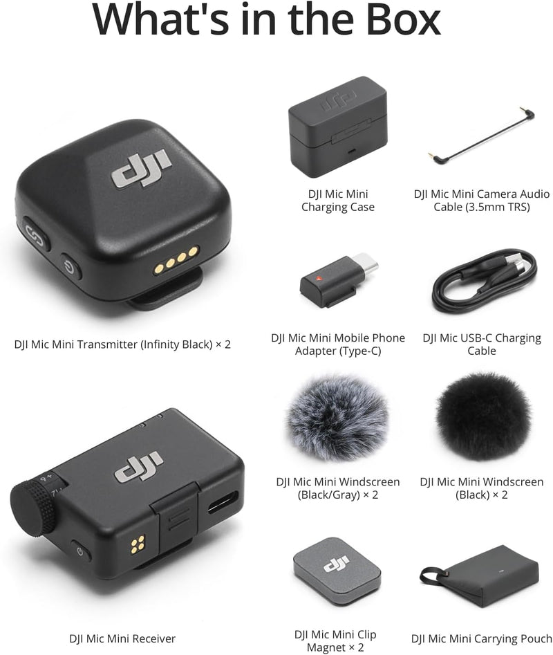 DJI Mic Mini (2 TX + 1 RX + Charging Case), Wireless Lavalier Microphone-7