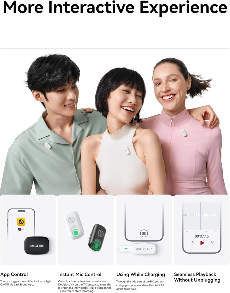 Hollyland LARK A1 DUO Type-C Version Wireless Microphone for iPhone 15/16 & Android-11