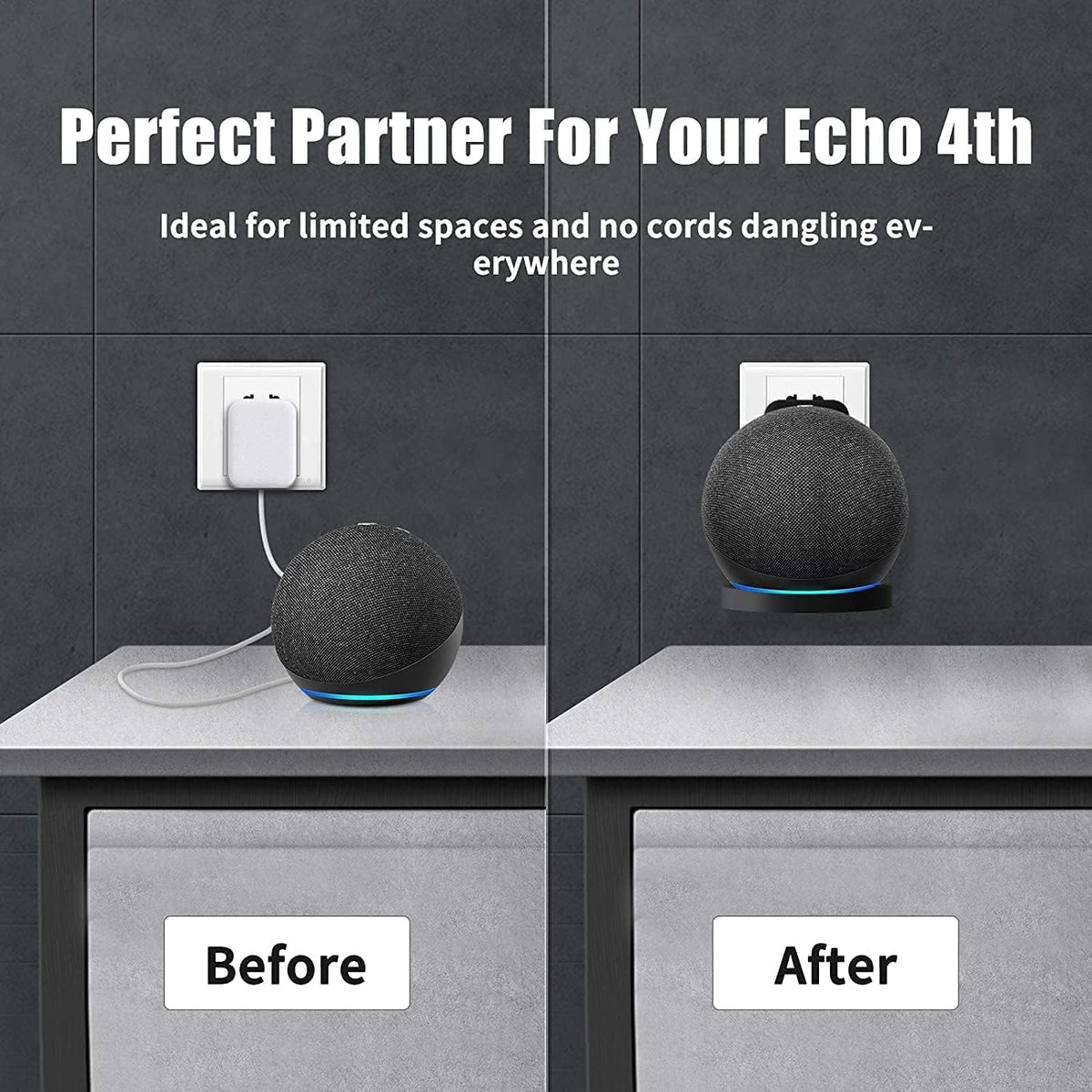 All-New Echo Dot Wall Mount Holder For 5Th 4Th Generation, (Black)-5