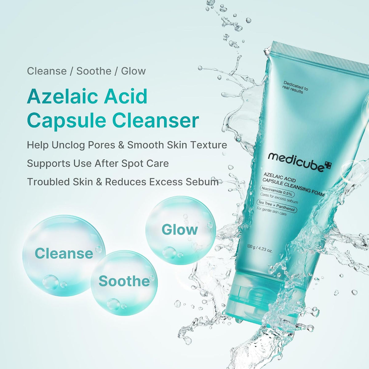 medicube Facial Cleanser Azelaic Acid Capsule Foam Cleanser  4.23 oz