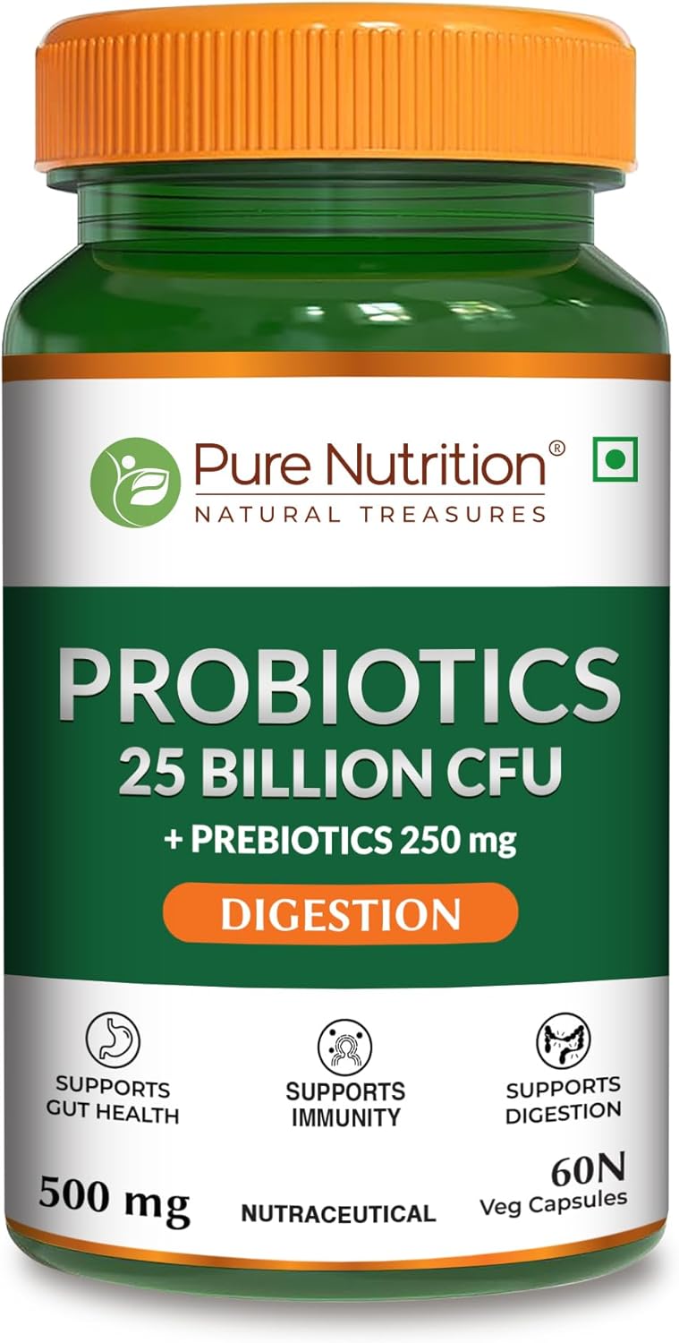 Pure Nutrition Naturals Probiotic 25 Billion Cfu + Prebiotics 250 Mg L Prebiotics And Probiotics Capsules For Women And Men-1