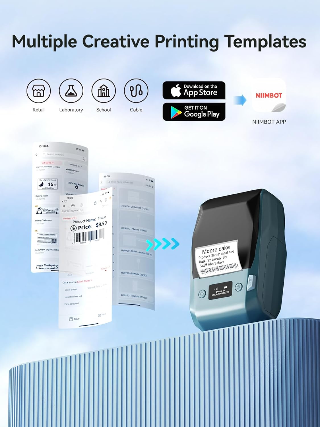 NIIMBOT M2 Label Maker with Tape 2Inch Thermal Transfer Support Color Ribbon Printing-7