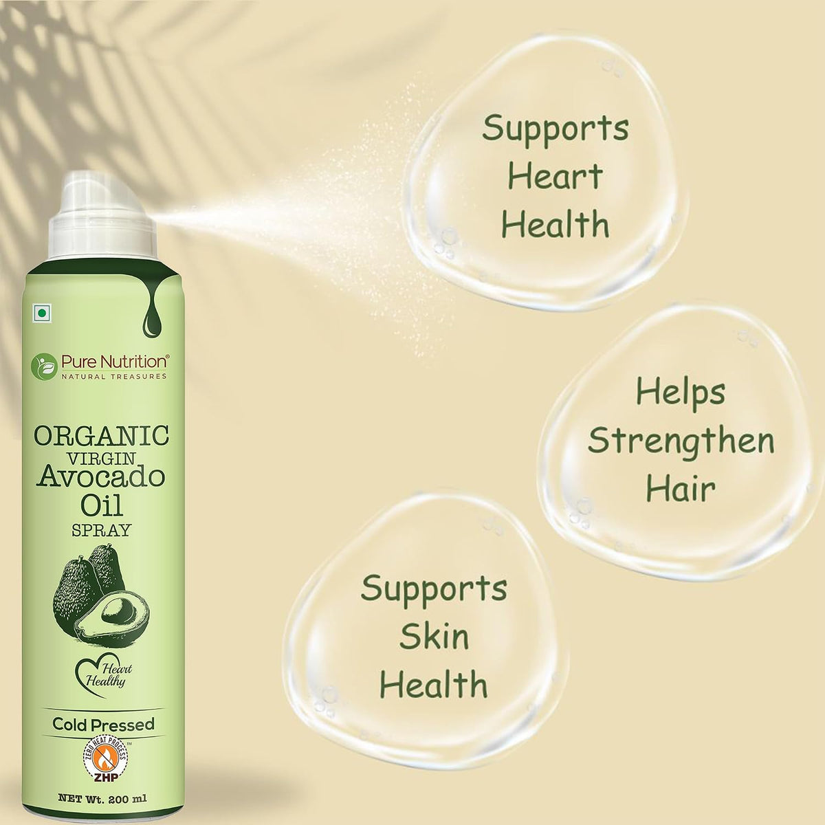 Pure Nutrition Avocado Oil for Cooking Spray | Cold Pressed Avocado Oil Spray with 100% Organic & Extra Virgin-2