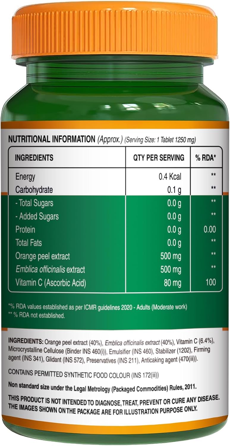 Pure Nutrition Vitamin C with Natural Amla and Orange Peel Extract. 1250mg / 60 Tabs-7