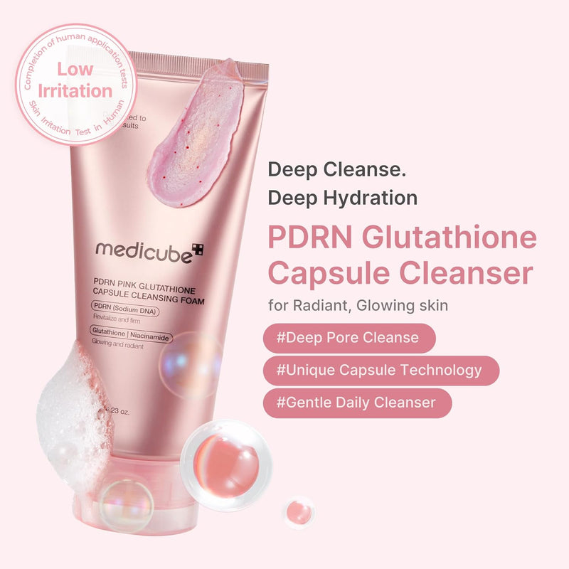 medicube Facial Cleanser PDRN Pink Glutathione Capsule Foam Cleanser 4.23 oz-2