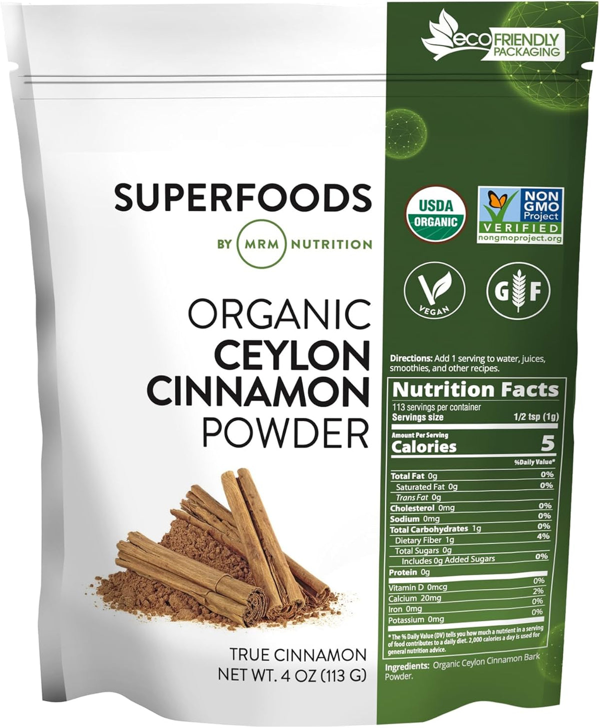 Organic Ceylon Cinnamon Powder, 4 oz (113 g)