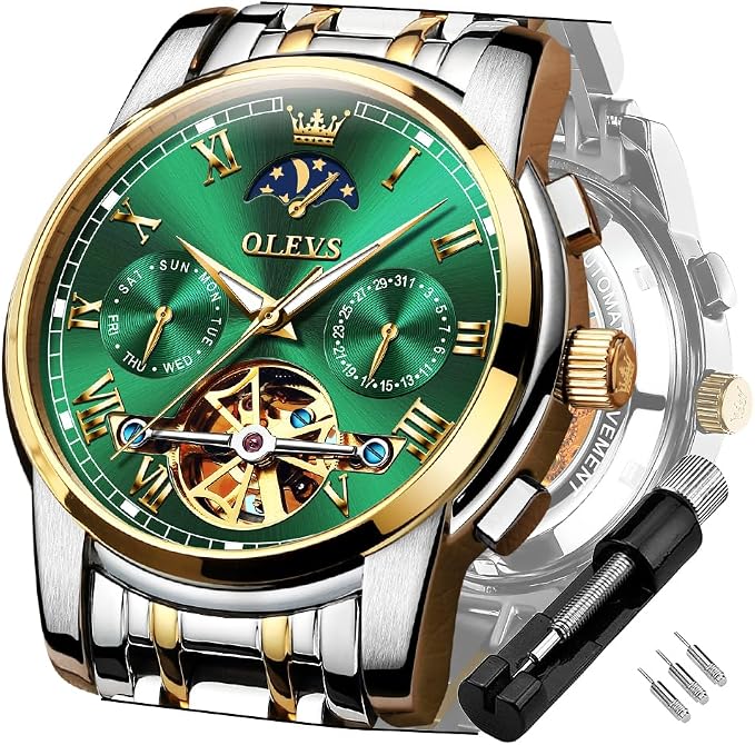 OLEVS Men Automatic Watch Skeleton 5 Hands-1