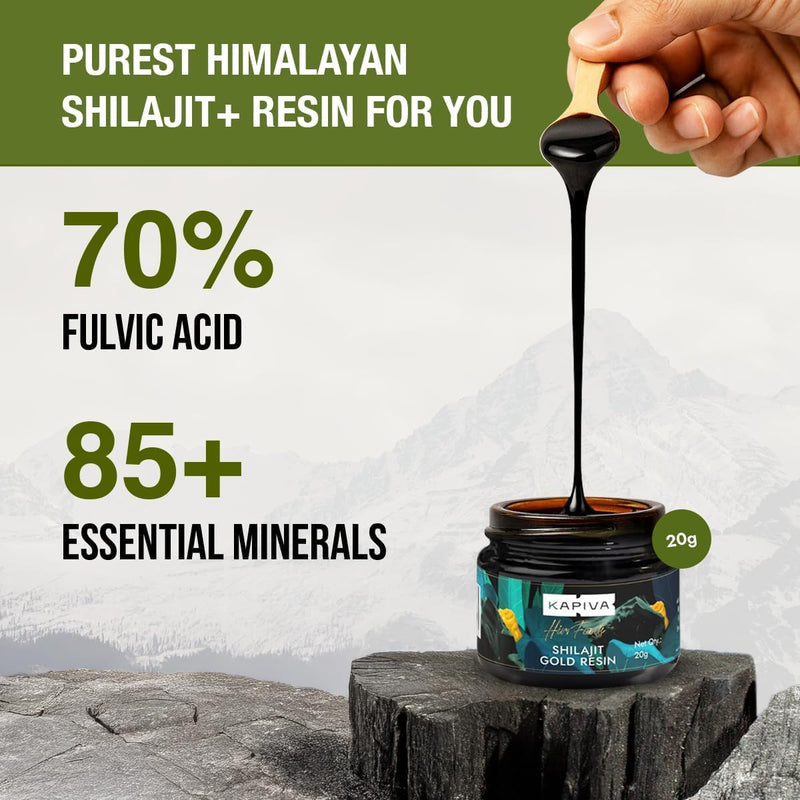 Kapiva Shilajit/Shilajeet Gold Resin - 20g | 500mg/Serving | 40 Servings | Boost Muscle Growth & Stamina-3