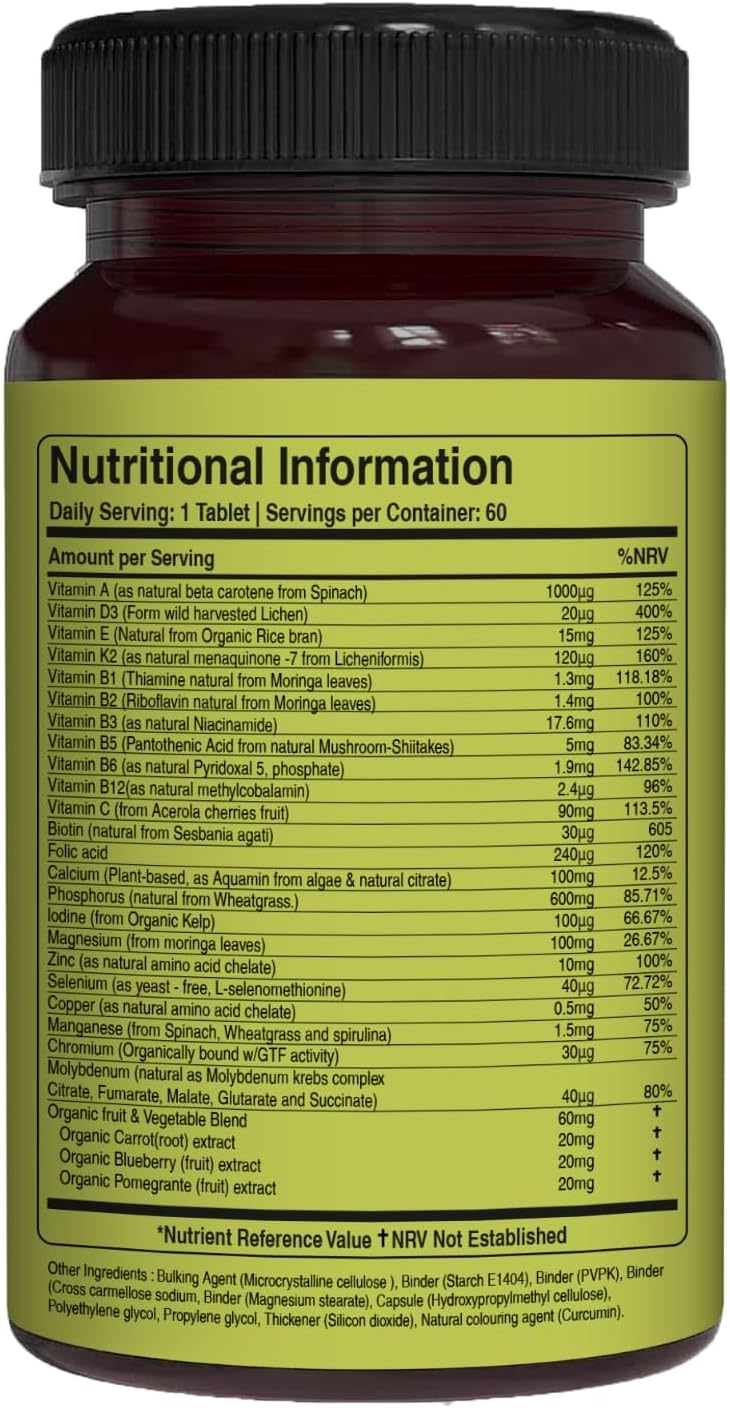 Pure Nutrition Whole Food Multivitamin for Men 1500mg. ALL NATURAL PLANT BASED MENS MULTIVITAMIN-8