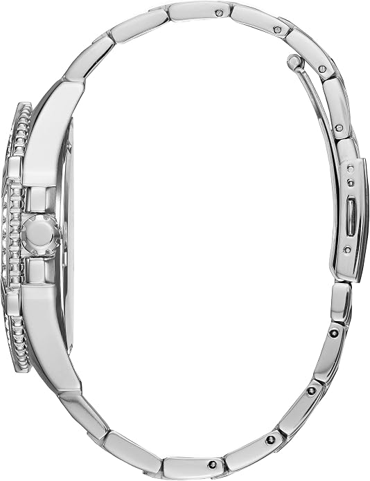 Guess Stainless Steel Gold-Tone Crystal Embellished Bracelet Watch