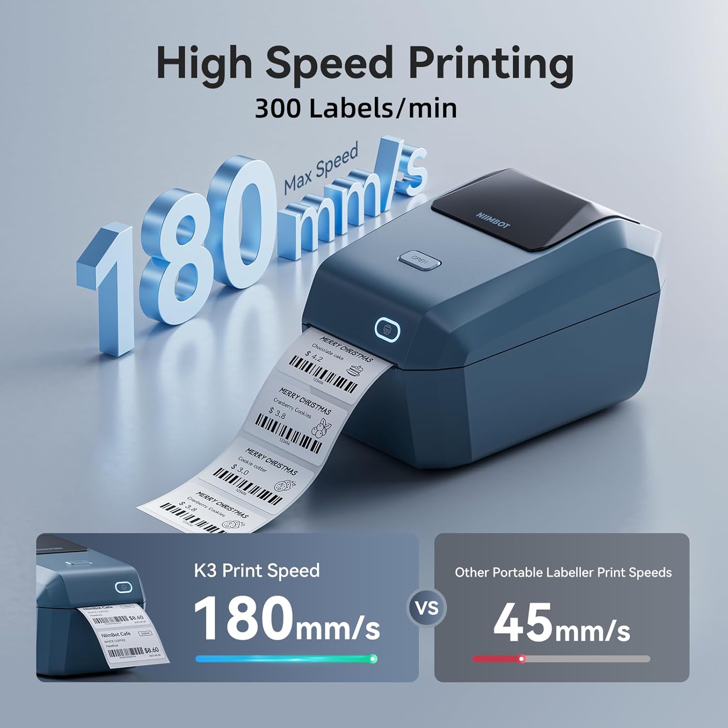 NIIMBOT K3 Desktop Label Printer, 3 Inch,180mm/s High Speed