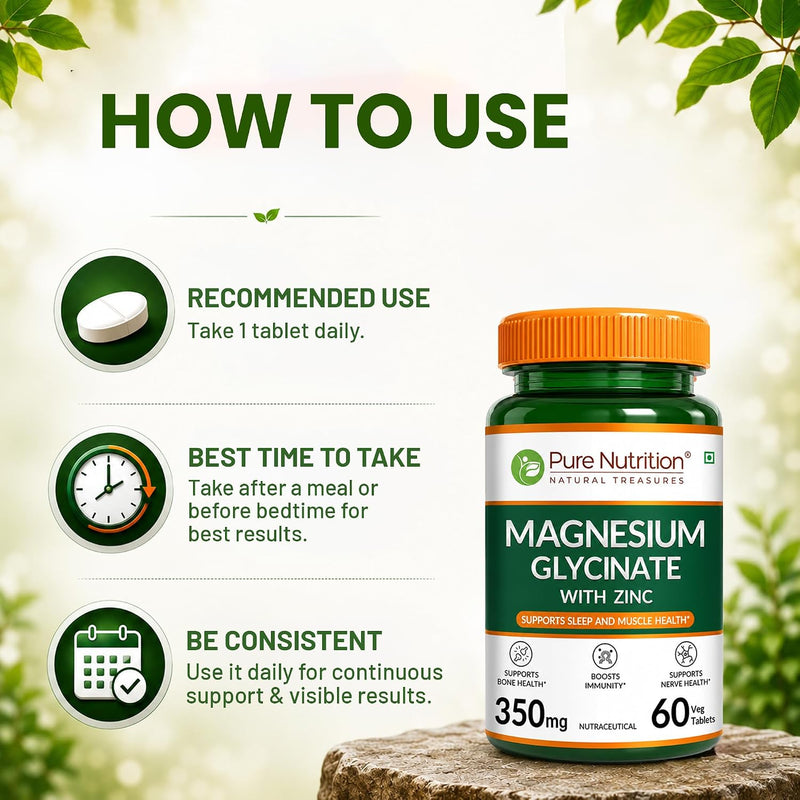 Pure Nutrition Magnesium Glycinate + Zinc - 60 Veg Tablets-7