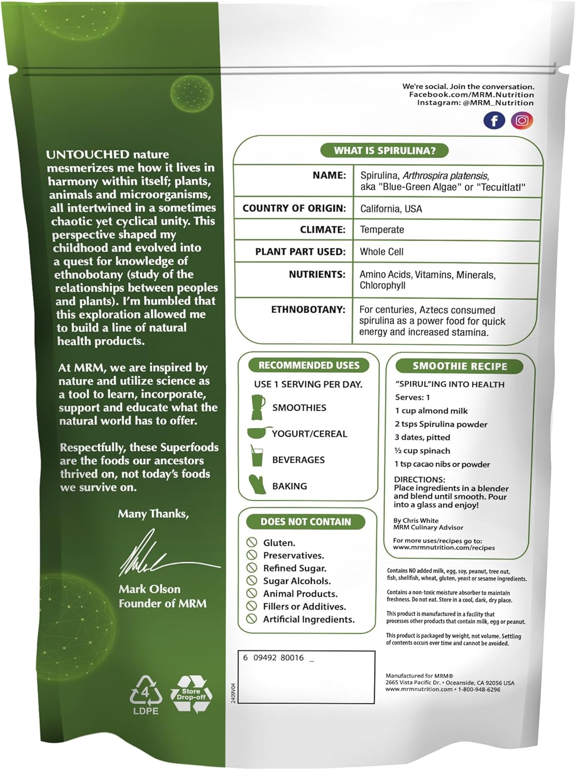 Super Foods - Spirulina Powder, 8.5 Ounce | Pure Green Algae Superfood with Natural Plant Protein, Minerals, and Healthy Antioxidants, Free of Additives & Gluten-2
