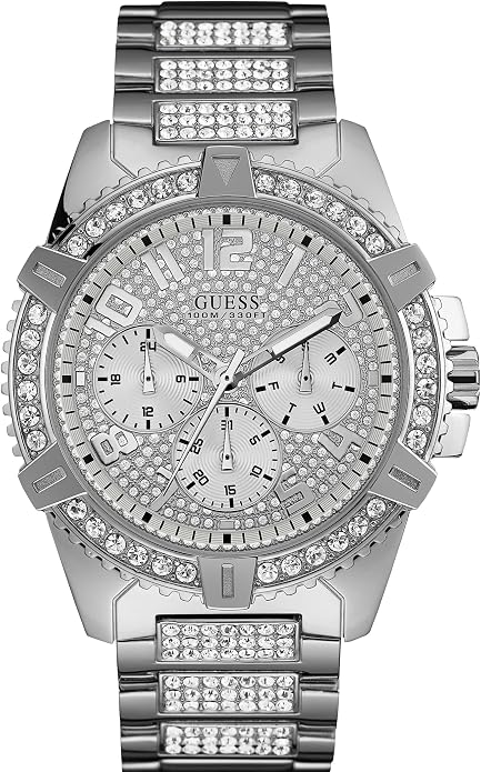 Guess Stainless Steel Gold-Tone Crystal Embellished Bracelet Watch-1