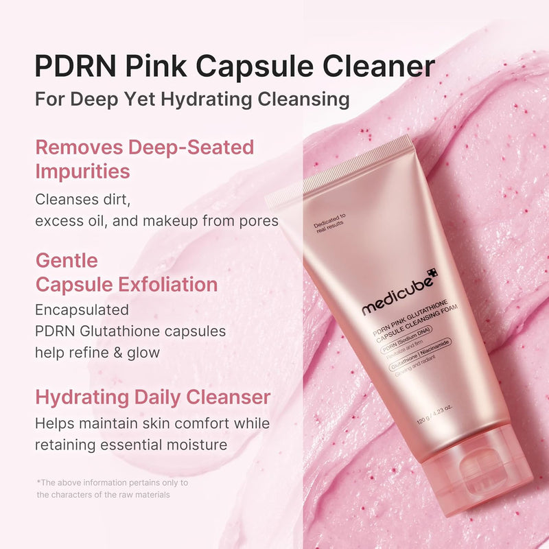 medicube Facial Cleanser PDRN Pink Glutathione Capsule Foam Cleanser 4.23 oz-3
