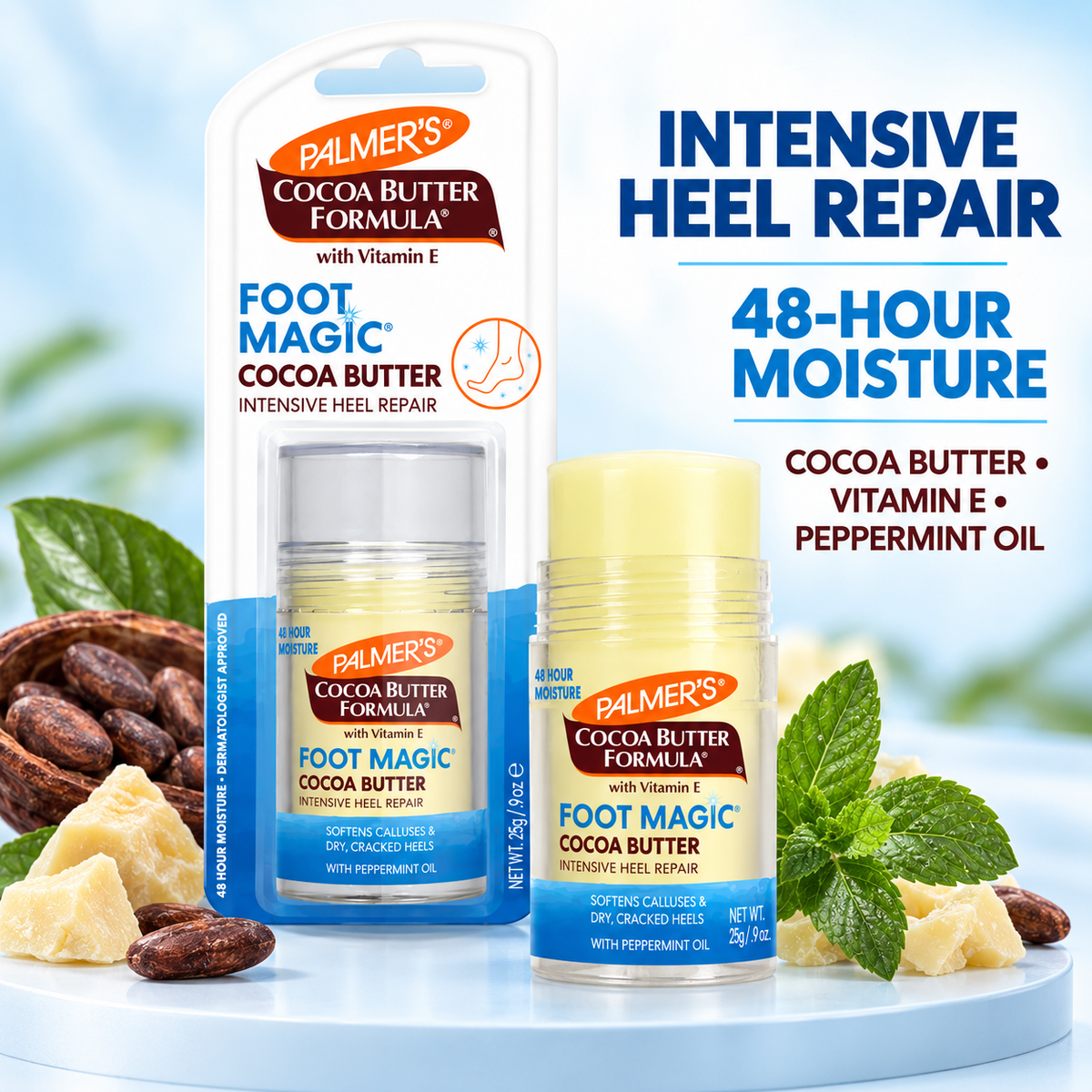 Palmers Heel Repair Cocoa Butter Formula,  Intensive Moisturizing Treatment for Dry, Cracked Heels, (9oz, 25g),UK-2