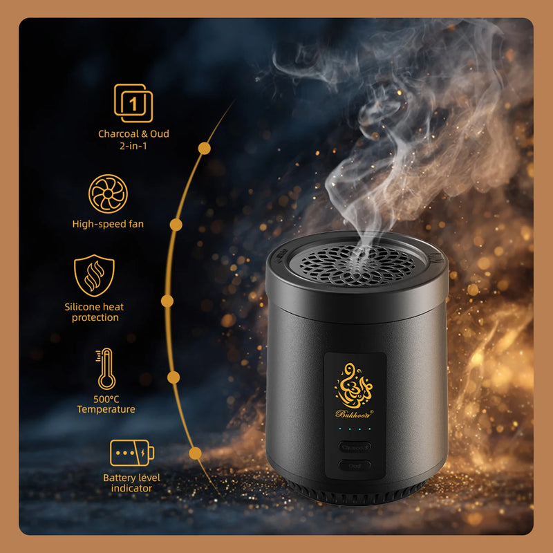 2-in-1 Electric Bakhoor Burner for Charcoal & Oud – Portable Electric Mabkhara Incense Burner (B39)-4