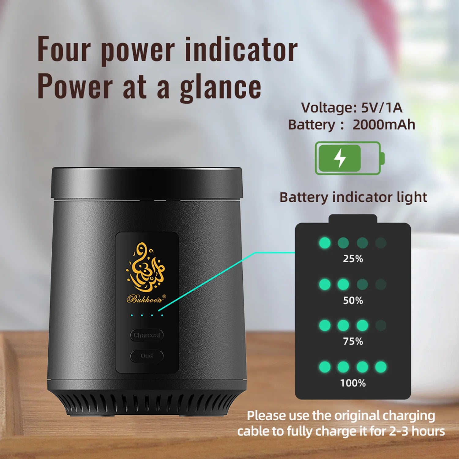 2-in-1 Electric Bakhoor Burner for Charcoal & Oud – Portable Electric Mabkhara Incense Burner (B39)-6