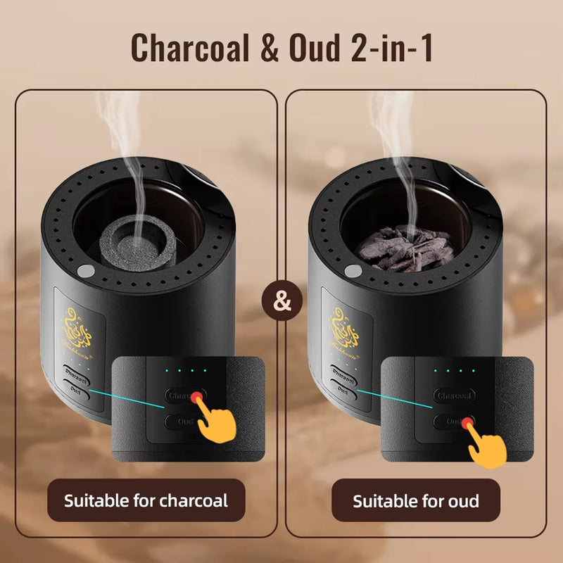 2-in-1 Electric Bakhoor Burner for Charcoal & Oud – Portable Electric Mabkhara Incense Burner (B39)-7