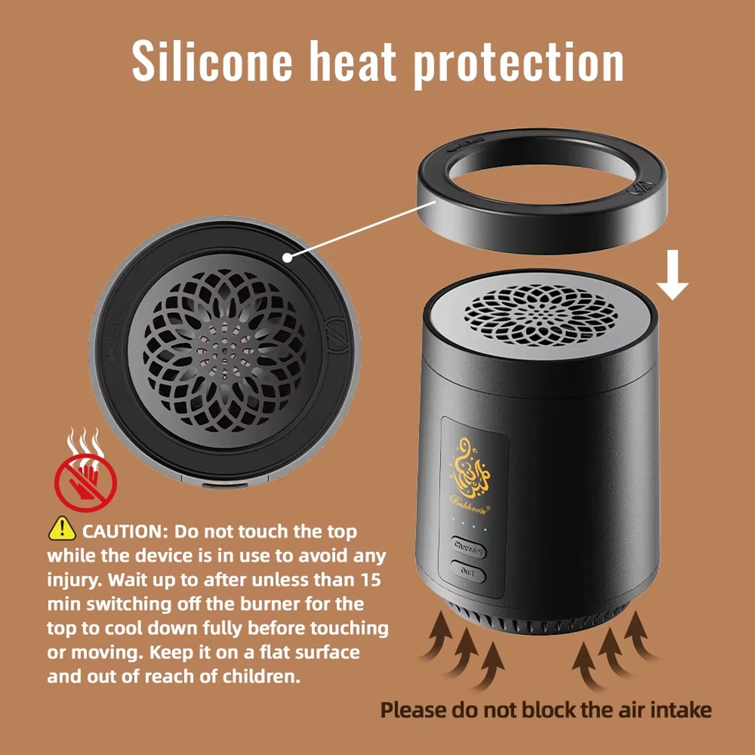 2-in-1 Electric Bakhoor Burner for Charcoal & Oud – Portable Electric Mabkhara Incense Burner (B39)-9