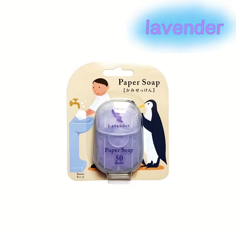 Portable Paper Soap | Unisex-Adult, Lavender Scented, Glycerin-Based, Ideal for Outdoor Camping and Travel, 50pcs