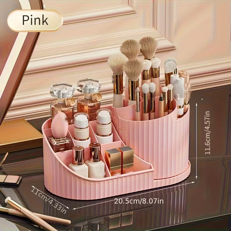 360° Rotatable Cosmetic Storage Box and Desktop Organizer Pen Holder Stationery, Plastic Cosmetic Storage Rack-1