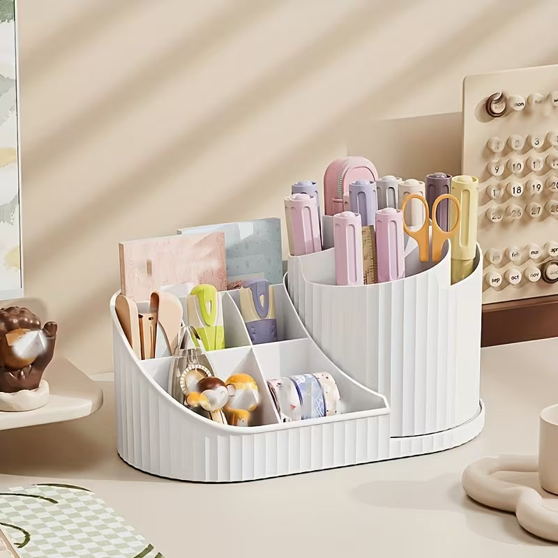 360° Rotatable Cosmetic Storage Box and Desktop Organizer Pen Holder Stationery, Plastic Cosmetic Storage Rack-2