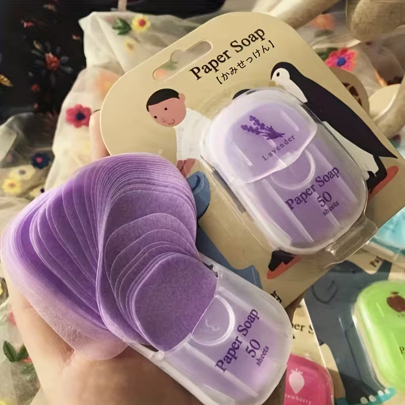 Portable Paper Soap | Unisex-Adult, Lavender Scented, Glycerin-Based, Ideal for Outdoor Camping and Travel, 50pcs