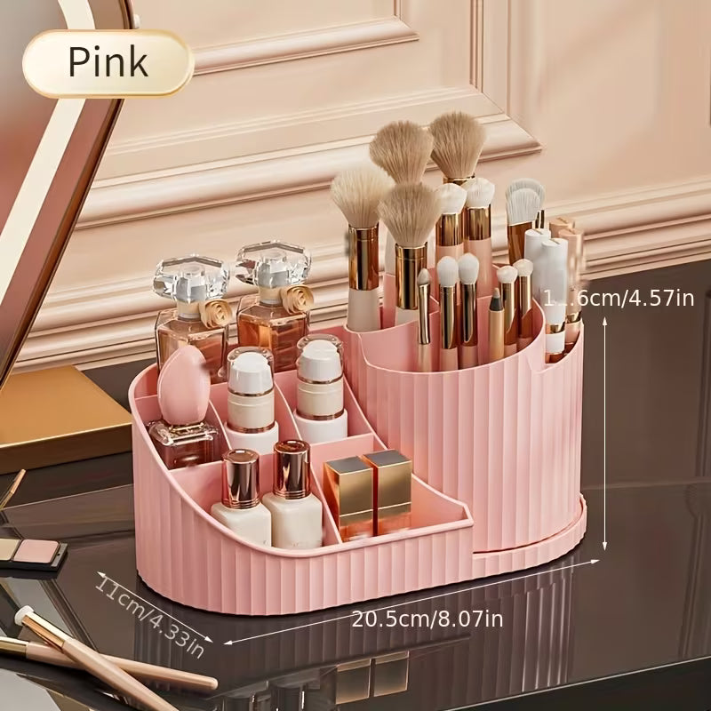 360° Rotatable Cosmetic Storage Box and Desktop Organizer Pen Holder Stationery, Plastic Cosmetic Storage Rack-3