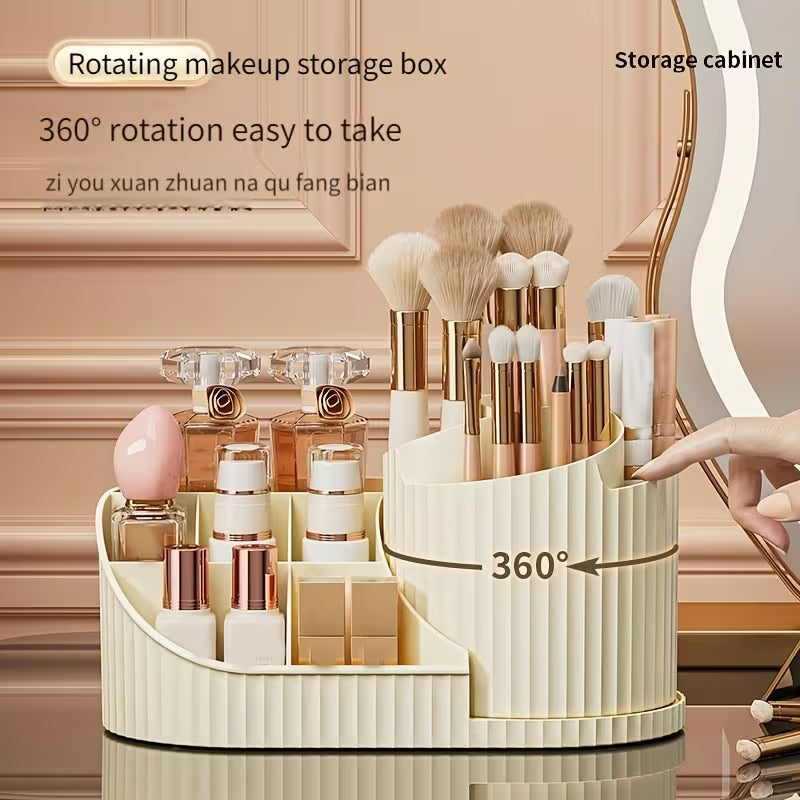 360° Rotatable Cosmetic Storage Box and Desktop Organizer Pen Holder Stationery, Plastic Cosmetic Storage Rack-4