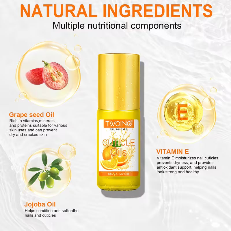 Daily Nail Care, Cuticle Oil Nail Natural Rose Nutrition Oil Plant Essential Oil Jojoba Oil for Cuticles Dead Skin And Damaged Nail for Women, 5ml-6