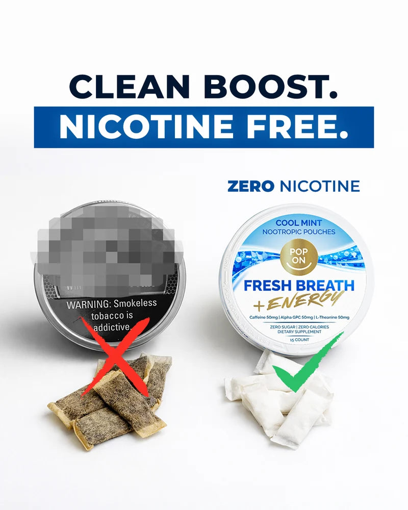 Pop On Fresh Breath + Energy Cool Mint Nootropic Pouches | Zero Nicotine | 15 Count-14