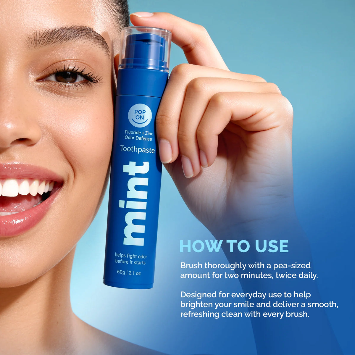 Pop On Whitening Toothpaste, Gentle Whitening, Fluoride Cavity Care, Fresh Mint Flavor, Smooth Foaming Clean, USA-7