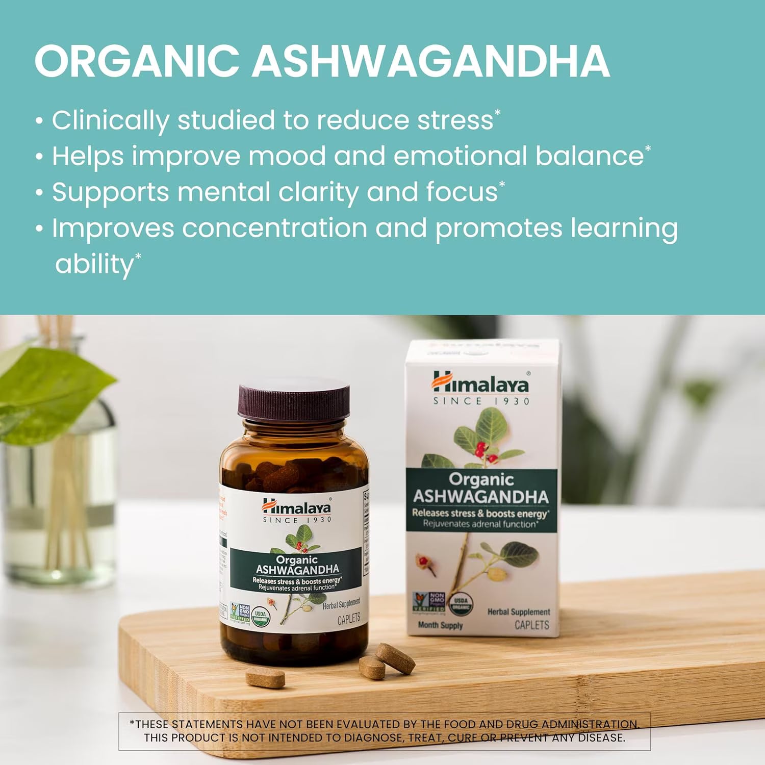 Himalaya Organic Ashwagandha Root for Stress, Energy and Adrenal Support, 670 mg, 60 Caplets-8