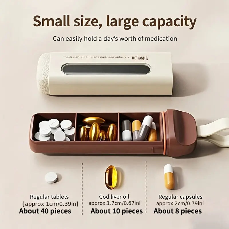 e Mini Three-Meals-a-Day Pill Organizer Box, Moisture-Proof and Sealed for Tablets and Medications-3