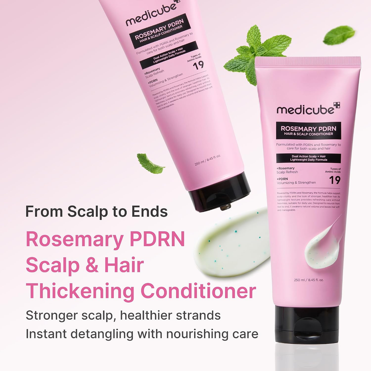 medicube Rosemary PDRN Scalp to Strand Thickening Conditioner, 8.45 fl.oz | Scalp & Hair Strengthening Conditioner for Fine, Dry Hair